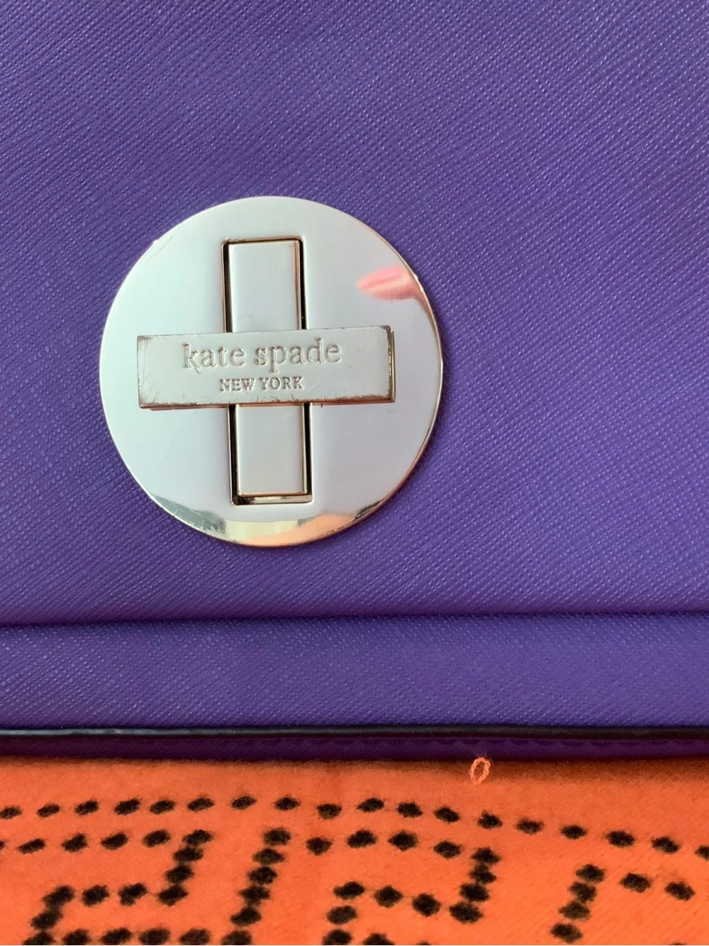 kate spade Purple Leather Wristlet Clutch with Silver-Tone Turnlock